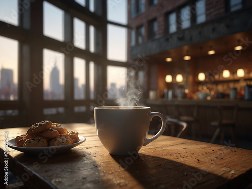 cup of coffee, surrounded by an array of delectable snacks.