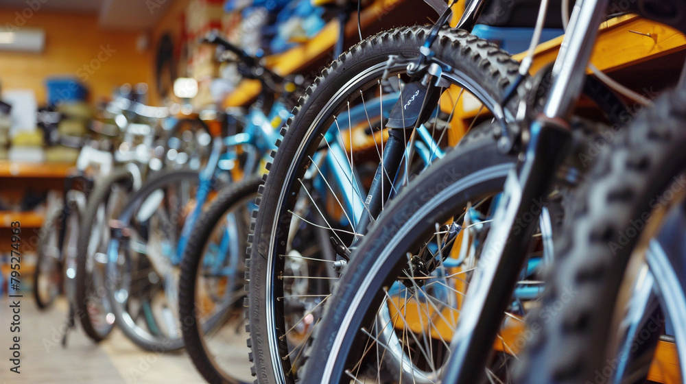 Bicycle Repair In The Bicycle Workshop, Ideal For Cycling And Transportation Themes Bicycle Repair In The Bicycle Workshop, Ideal For Cycling And Transportation Themes