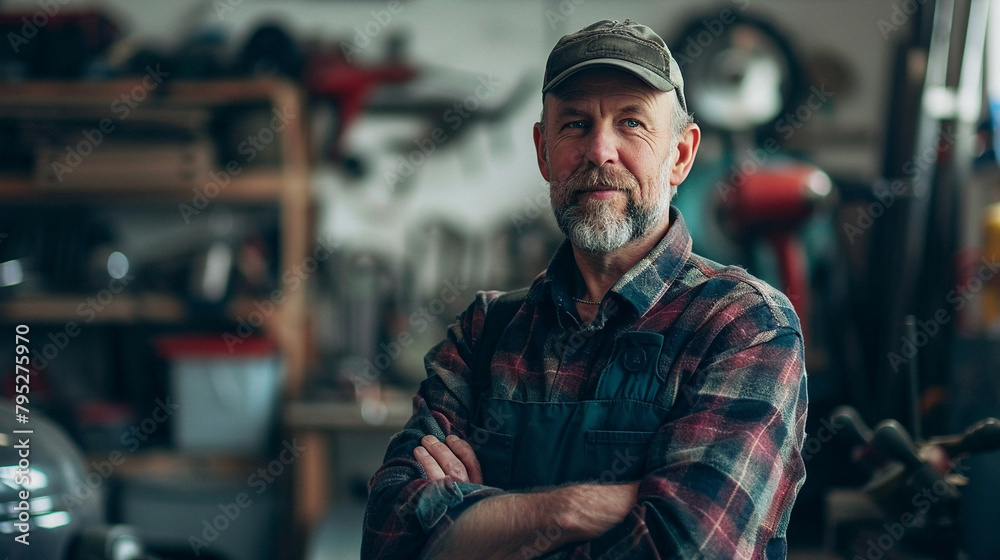 Automobile Mechanic In The Workshop Portrait - Ideal For Automotive, Repair, And Maintenance Industry Content