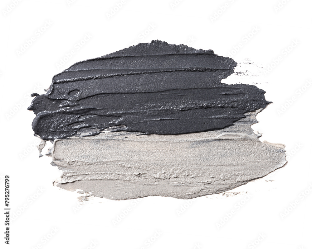 Smear of cosmetic black and blue clay isolated on a white background Smear of cosmetic black and blue clay isolated on a white background