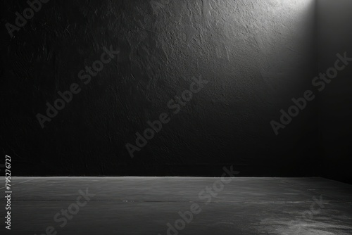 Black wall black lighting floor. photo