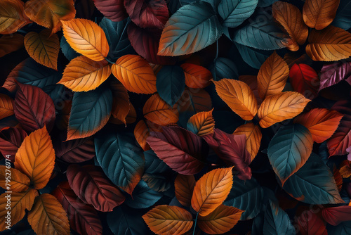 Colorful autumn leaves pattern. Generative Ai Image.