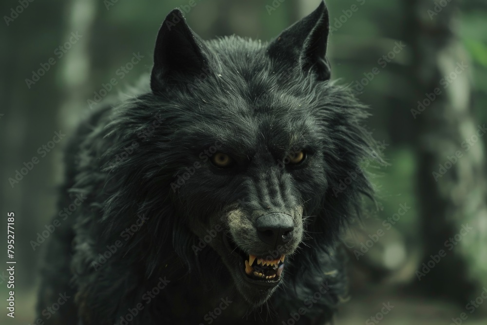 Werewolf in a forest, fantasy and fiction concept. Werewolf in a forest, fantasy and fiction concept.