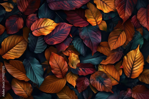 Colorful autumn leaves pattern. Generative Ai Image.