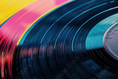 Wallpaper Mural 80s retro style colored vinyl record, colorful background, nostalgia concept. Torontodigital.ca