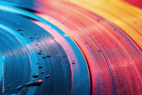 Wallpaper Mural 80s retro style colored vinyl record, colorful background, nostalgia concept. Torontodigital.ca