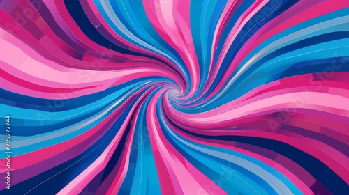Comic-inspired  vibrant pink and blue twisted stripes create an explosive and dynamic background.