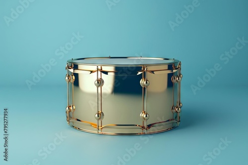 shiny polished brass drum isolated on solid color background 3d render photo