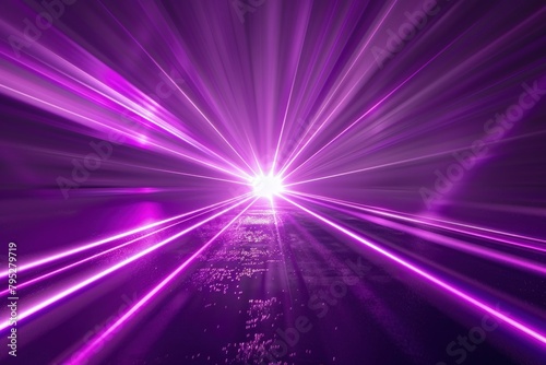 Purple neon light ray, small rays on dark background.