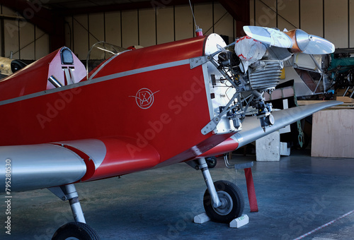 Breighton, Selby, Yorkshire, UK. April 2024. Vintage aircraft resoration hanger. photo