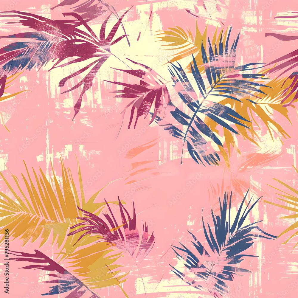 Palm trees, palm leaves seamless pattern. jungle forest background. Summer tropical wildlifeillustration for wallpaper, textile Palm trees, palm leaves seamless pattern. jungle forest background. Summer tropical wildlifeillustration for wallpaper, textile
