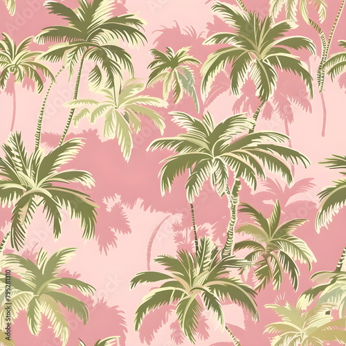 Palm trees, palm leaves seamless pattern. jungle forest background. Summer tropical wildlifeillustration for wallpaper, textile