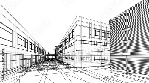 architectural drawing 3d illustration sketch project