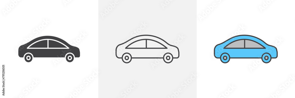 Vector Car Icons Showing Vehicles from a Side View Vector Car Icons Showing Vehicles from a Side View