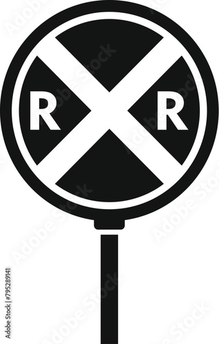 Railway crossing road sign icon simple vector. Caution sign. Control safety