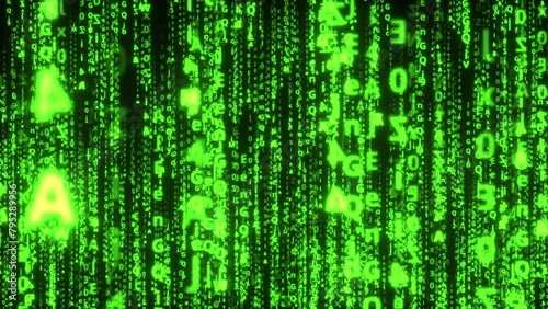 green binary code with matrix effect