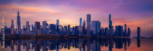 Panoramic view of cityscape Chicago at Lake Michigan, Illinois, USA  © CK