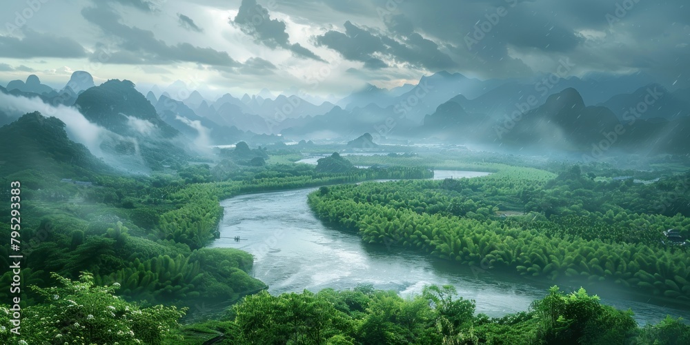 Fototapeta premium landscape with river