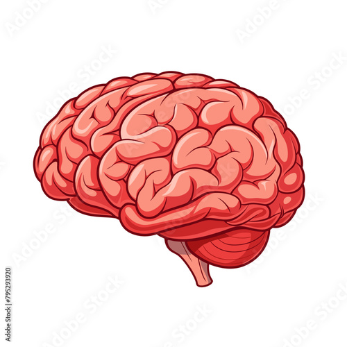 Human brain cartoon style on white background