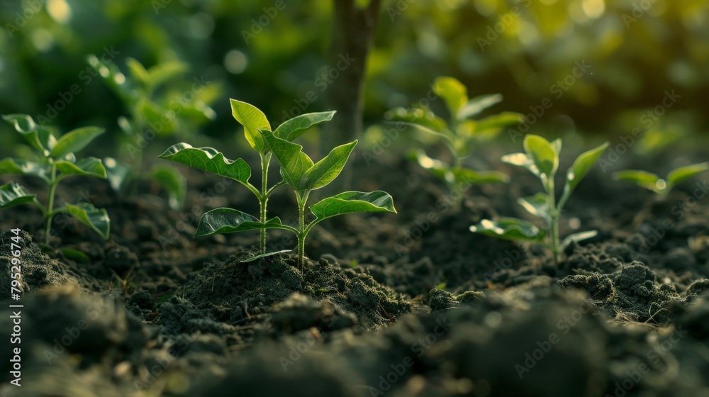 A small plant in soil A small plant in soil