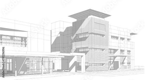 architectural drawing 3d illustration sketch project © Yurii Andreichyn