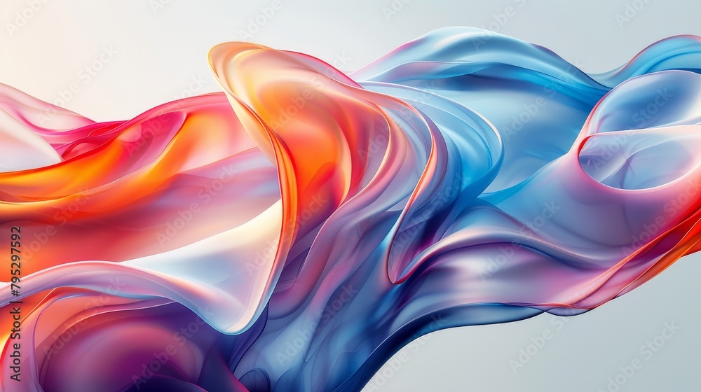 Colorful abstract painting with smooth shapes