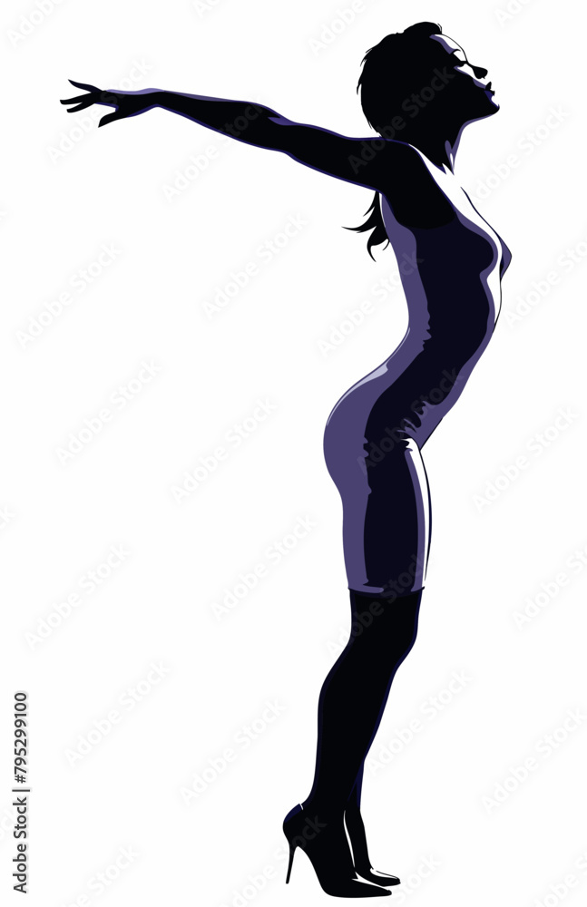 Woman silhouette in vector: dream illustration