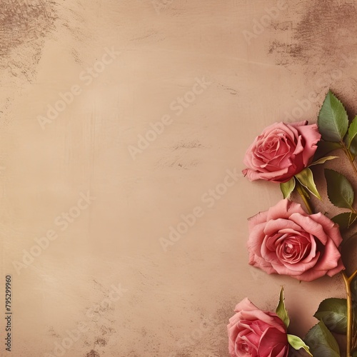 Rose background paper with old vintage texture antique grunge textured design, old distressed parchment blank empty with copy space for product 