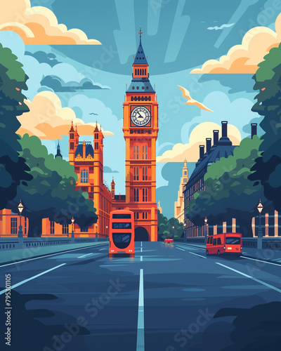 London scene in flat graphics
