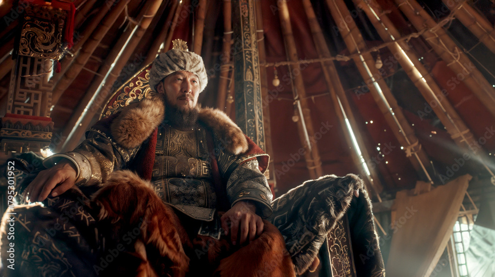 Fictional Mongolian Kahn resembling Genghis Kahn