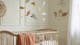 A baby crib mobile with hanging sea animals.