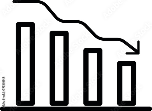 Decrease Down arrow  Diagram and Bar Chart