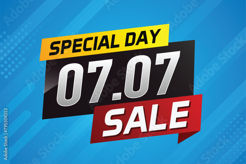 7.7 Special day sale word concept vector illustration with ribbon and 3d style for use landing page, template, ui, web, mobile app, poster, banner, flyer, background, gift card, coupon


