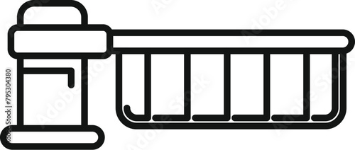Metal railway crossing barrier icon outline vector. Control pass. Warning safety