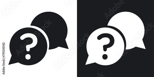 Inquiry and FAQ Icons. Comment, Question, and Answer Bubble Vectors. photo