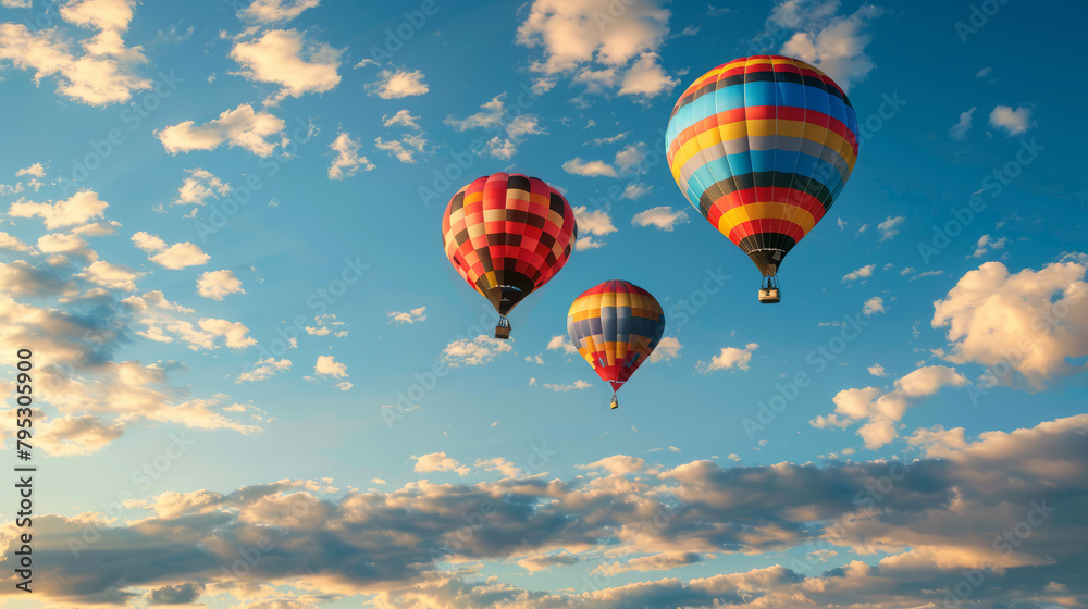 Fototapeta premium Four balloons floating in the sky