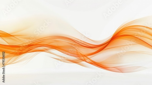 Transparent orange horizontal wave on white background, abstract background design, Elegant abstract background in yellow, orange, and white tones for design projects 