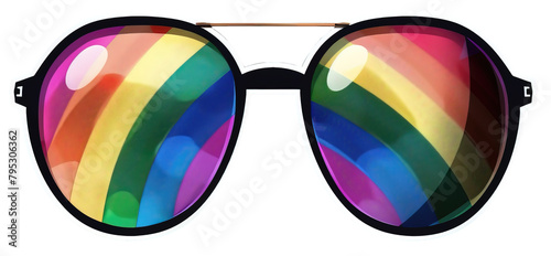 Rainbow sunglasses sticker over isolated white transparent background