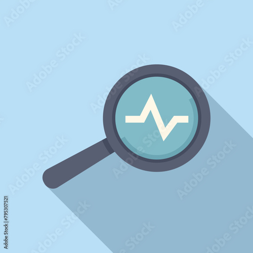 Magnifier heart rate icon flat vector. Health care. Medical protection