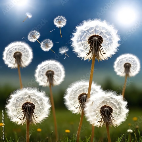 dandelions are blowing in the wind  and the sun is shining