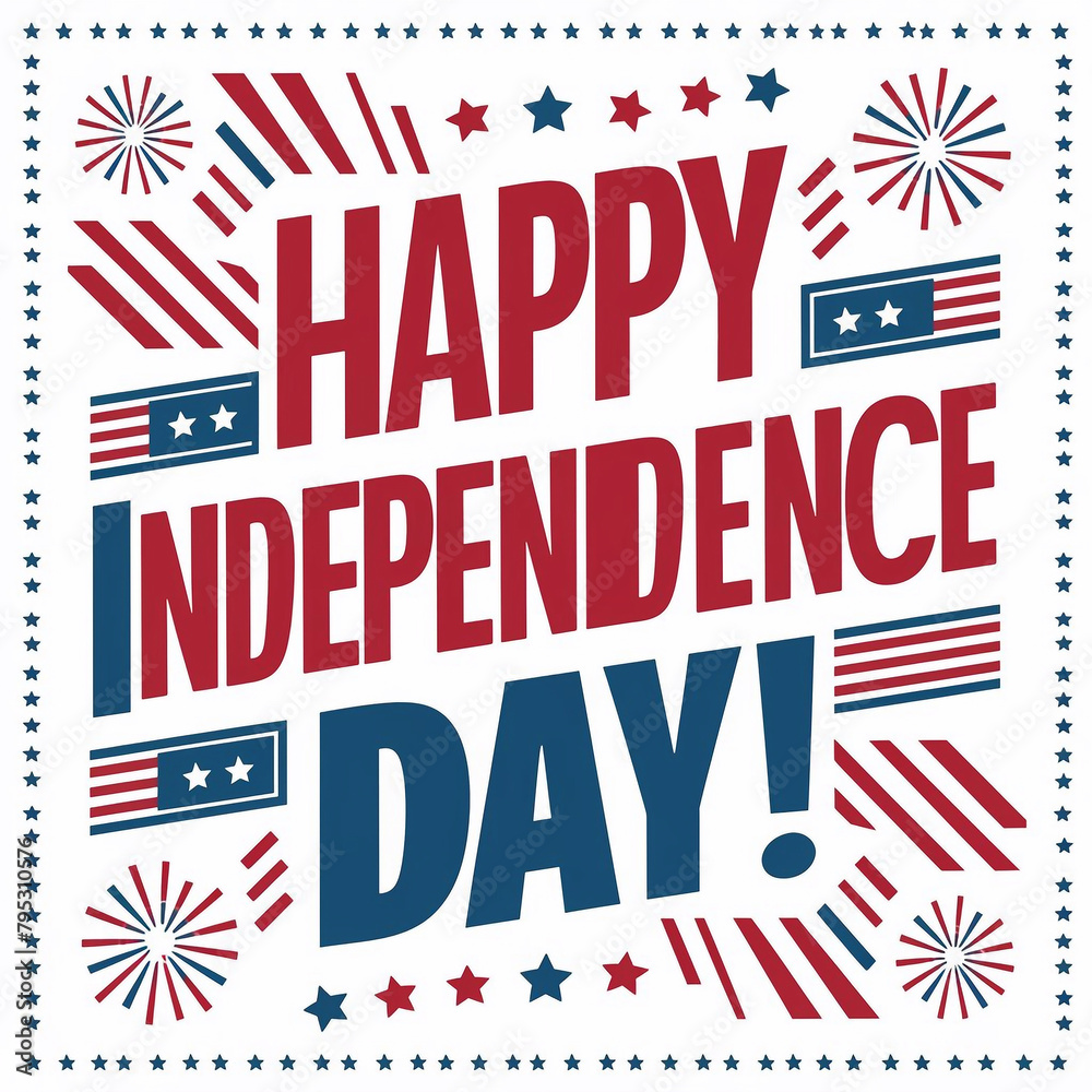 Fourth of July independence day text effect and abstract background or illustration with typographic design ai generative