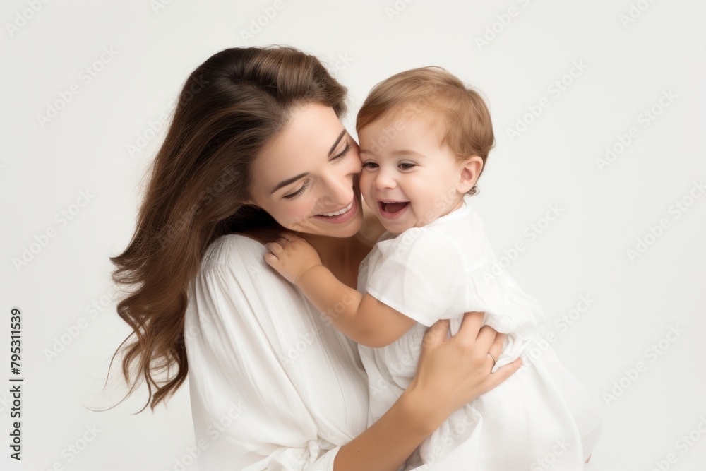 Portrait hugging photo baby Portrait hugging photo baby