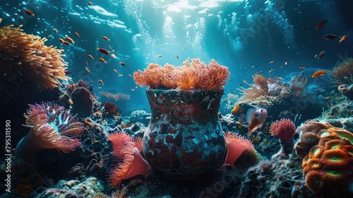 Coral Polyp Symbiosis A Ceramic Vessels Underwater Rediscovery