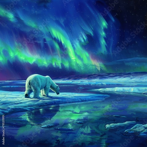 An expansive Arctic tundra under the northern lights