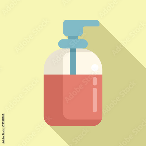 Soap dispenser bottle icon flat vector. Liquid container. Health shampoo