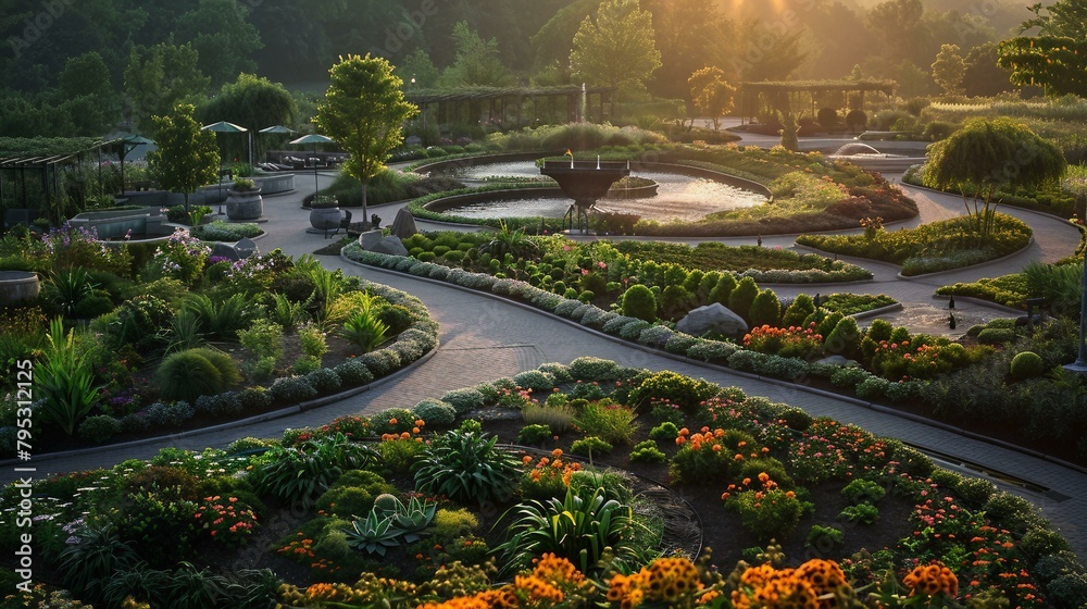 Naklejka premium An expansive botanical garden