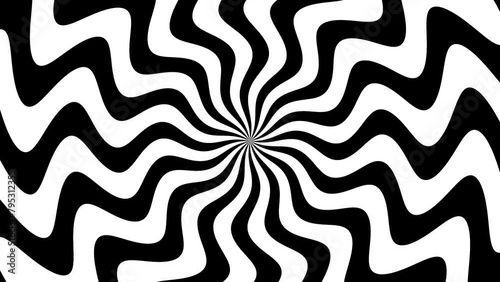 Black and white spinning wiggle sunburst video background in 4k  photo