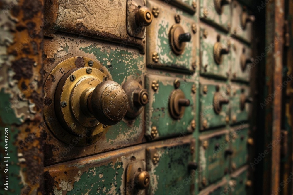 vintage safe deposit box with copyspace