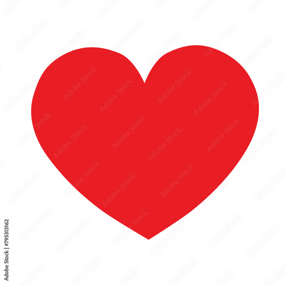 Red heart. Heart Isolated on a white background. Drawing Graphic. Illustration. 