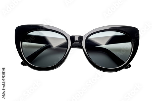 Black summer sunglasses isolated on transparent background.